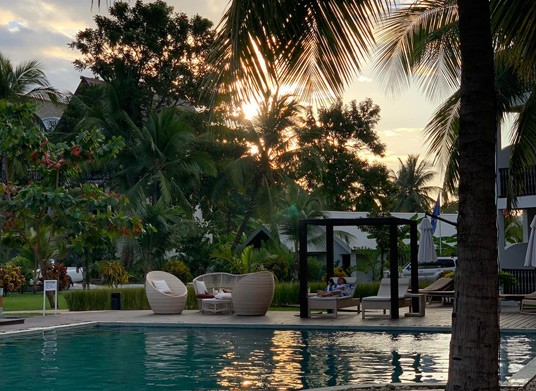 Pool sunset at Royal Beach Hotel & Spa, Madagascar